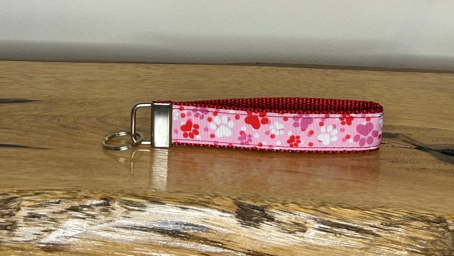 Pink Paws & Hearts Keychain / Handle