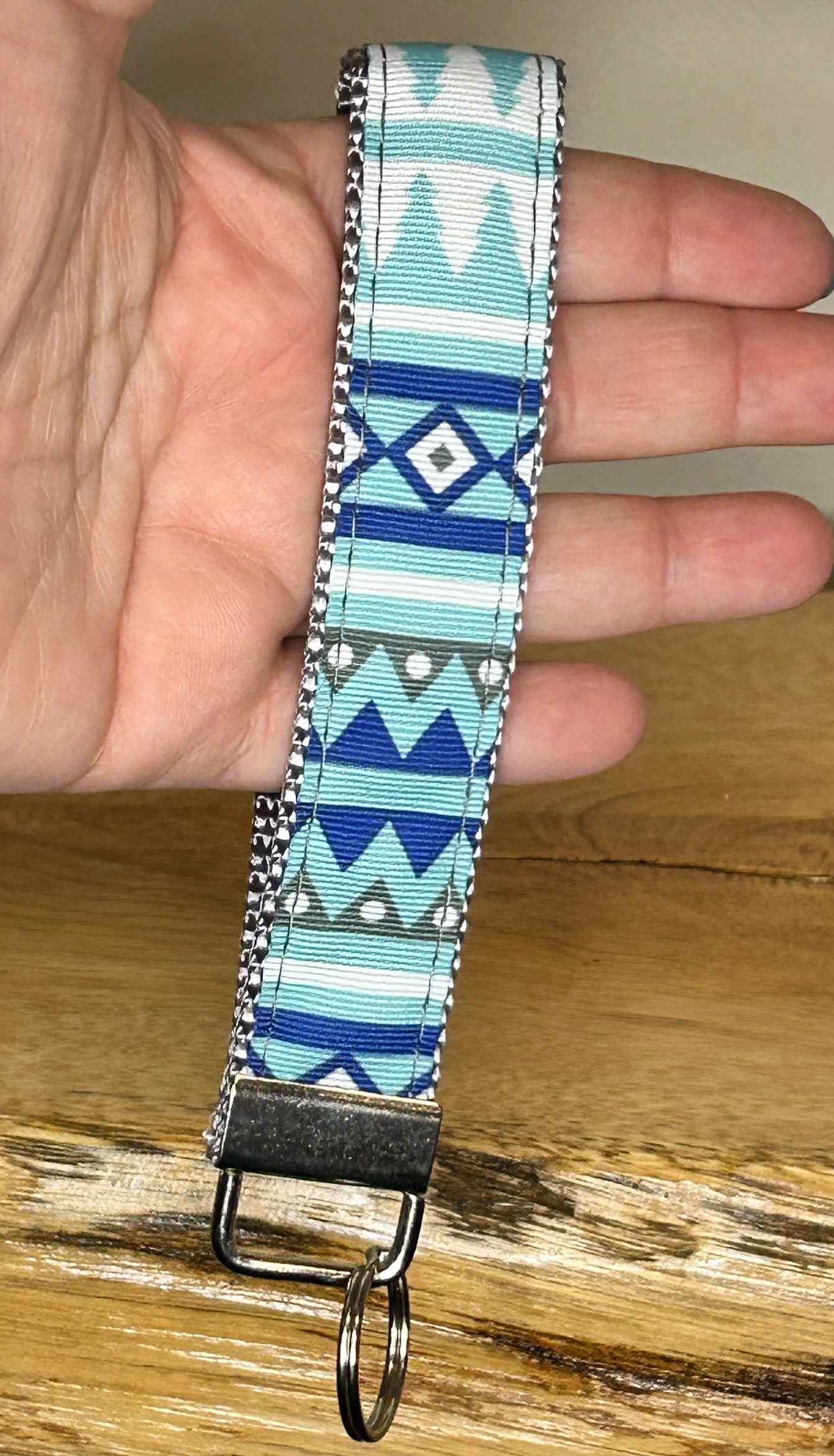 Blue Aztec Keychain / Handle