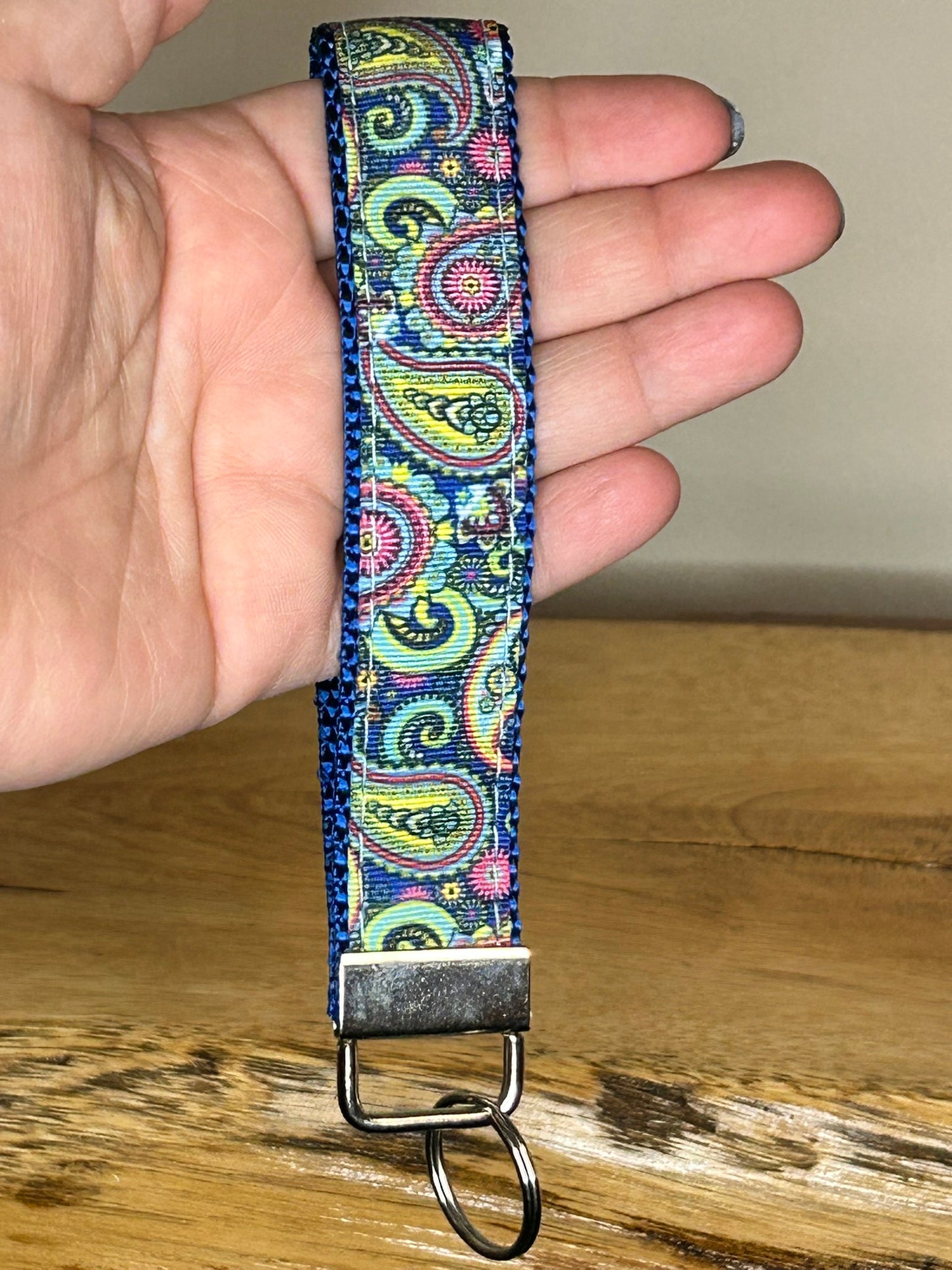 Blue Paisley Keychain / Handle