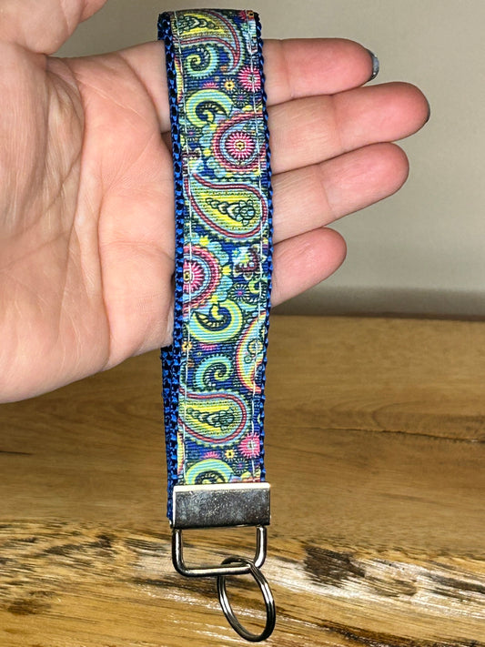 Blue Paisley Keychain / Handle