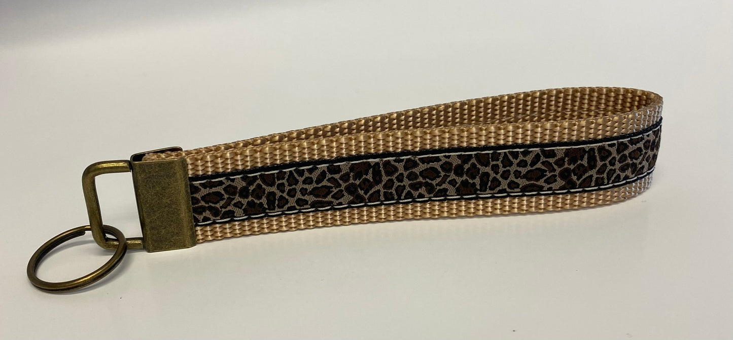 Gold Border Leopard Keychain / Handle