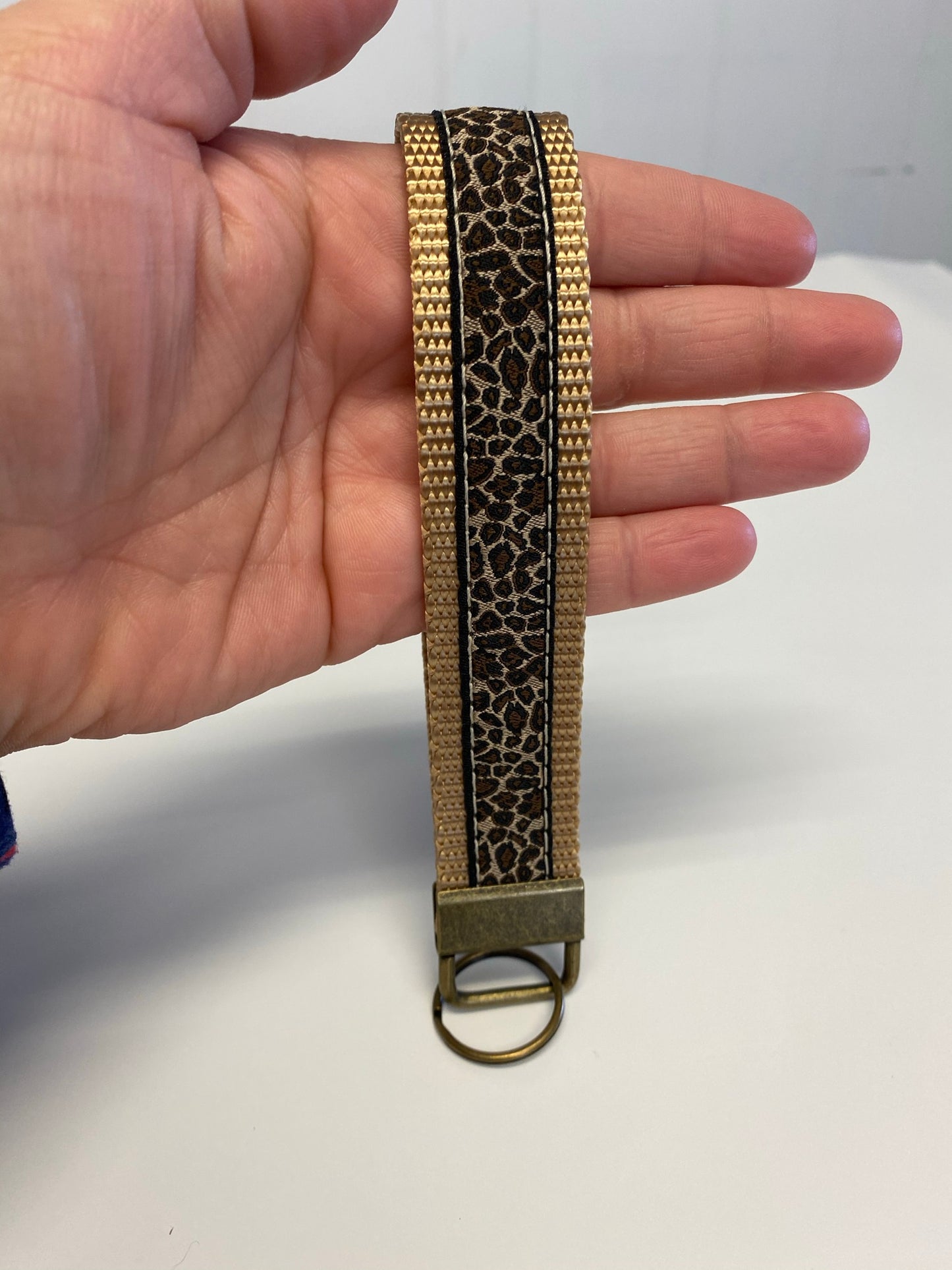 Gold Border Leopard Keychain / Handle